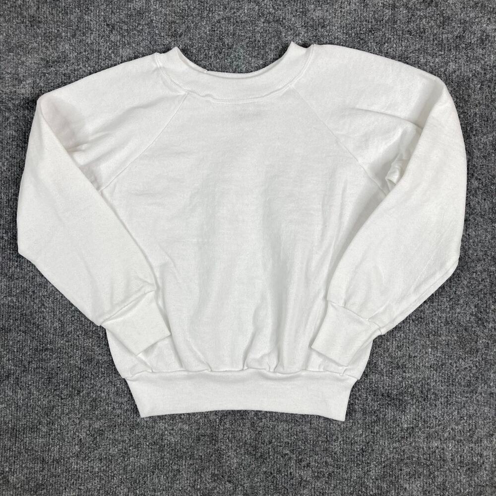 Signal Sweatshirt Boys Size Medium White Plain Raglan Crewneck Vintage